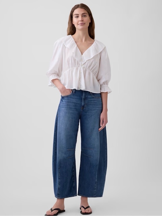 GAP Tops - Relaxed Ruffled Top White
